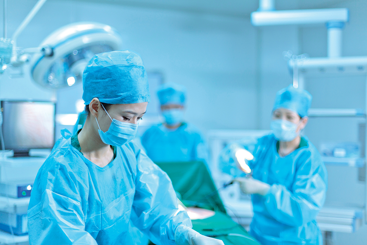 Doctors operating